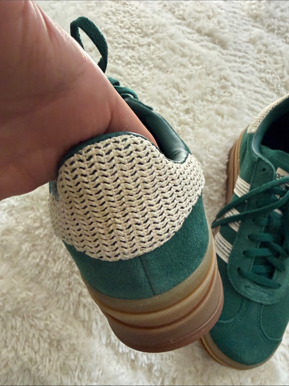 adidas Gazelle Platform Sneakers in Green and White with Gum Sole - Picture 5 of 6